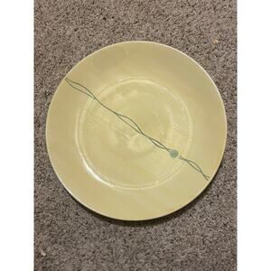 Yellow & White Streaked Plate w/ Blue Lines and Dot Charger Chop RARE